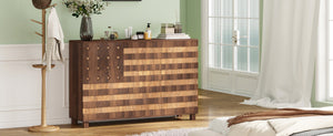 55-Inch Walnut Buffet Sideboard Cabinet with Storage