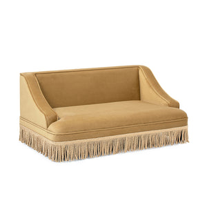 Duchess 33' Medium Princess Pet Bed Sofa with Fringe Skirt, Gold Yellow Performance Velvet
