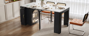 TREXM Extendable Dining Table with 3 Removable Leaves