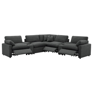 Modular Power Reclining With Lift Top Consoles, 7 Piece Configuration - Dark Gray