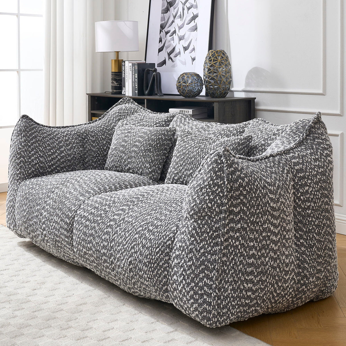 Comfortable Dual Beanbag Chair With High Resilience Foam Core For 2 People