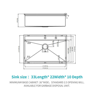 33" Drop In Kitchen Sink With Workstation, 16 Gauge Stainless Steel - Brushed Nickel
