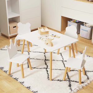 Big Kids Table and 4 Chairs Set, 5 Pieces Toddler Table and Chair Set