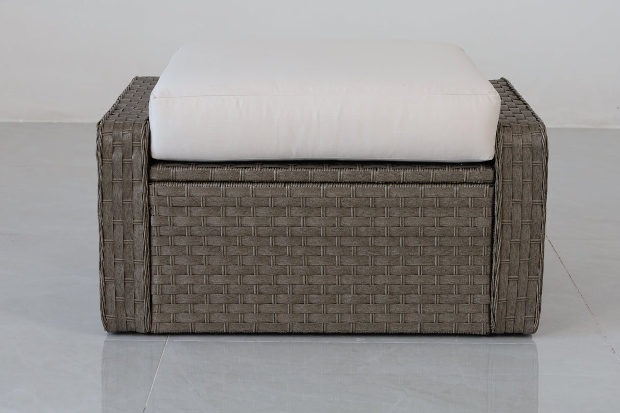 Luxury Rattan Patio Conversation Set – Includes 2 Swivel Chairs, Sofa, Coffee Table, And 2 Ottomans With Premium