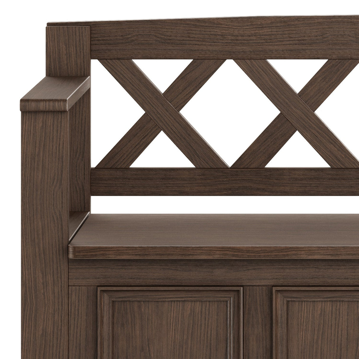 Amherst Solid Wood Entryway Storage Bench in Farmhouse Brown