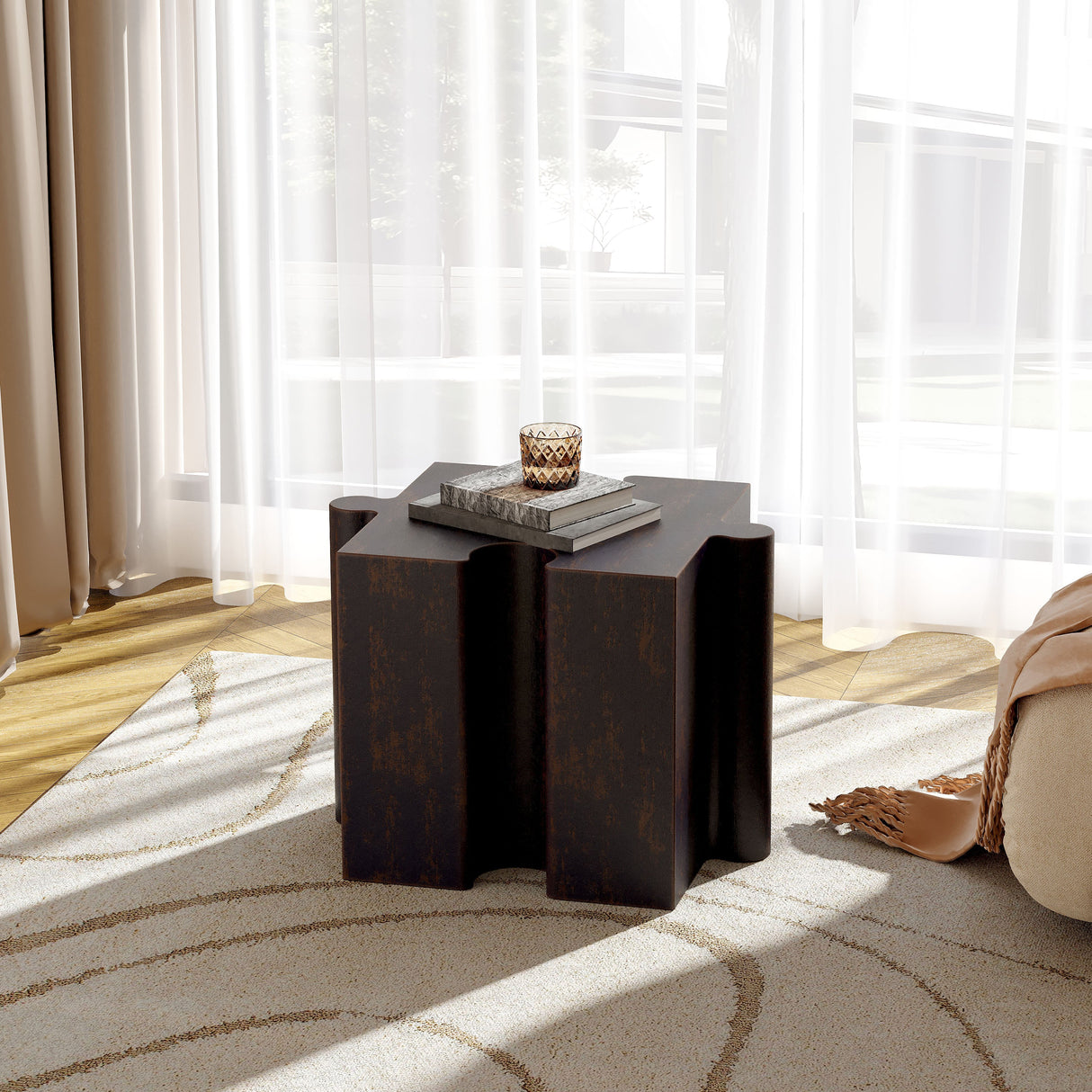 Puzzle Art Side Table, Modular Concave Edge MGO Table