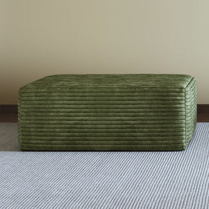 Green Plush Corduroy Sofa Ottoman