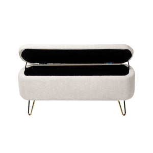 Storage Ottoman Bench For End Of Bed Legs, Modern Camel Faux Fur Entryway Bench Upholstered Padded With Storage For Living Room Bedroom