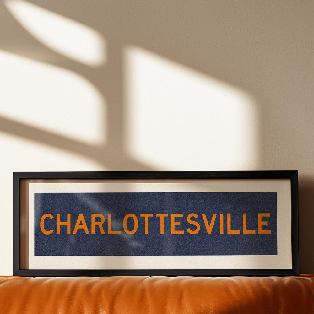 Framed Charlottesville Blue Bus Scroll