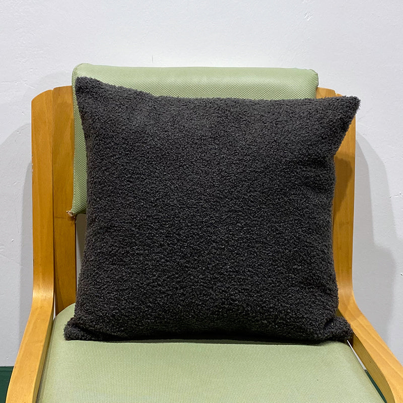 Set of 2 Teddy Faux Fluffy Solid Color Throw Pillows covers With Inserts  size 18"x18"