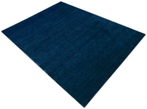 Modern Blue Solid Design Hand Loomed Wool Area Rug