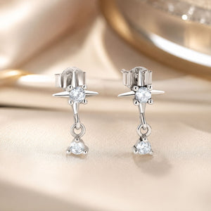 925 Sterling Silver Earrings with Pavé Setting CZ, 1.4*0.8cm for Women
