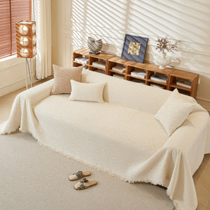 Textured Throw Blanket with 3D Dobby Weave, Minimalist Furniture Protector for Couch
