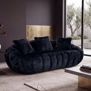 Floral-Shaped Ultra-Soft Faux Fur Two-Seater Sofa
