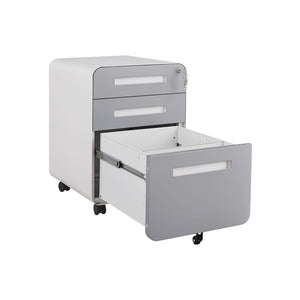 3 Drawer Mobile File Cabinet Under Desk Office, Simple Style Versatile Storage Cabinet For Legal / Letter / A4 Files, 5 Wheel Design Anti-Tilting Cold Rolled Steel Waterproof Moisture-Proof