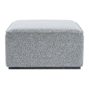 Square Upholstered Ottoman with Solid Wood Legs - Black-and-White Fabric