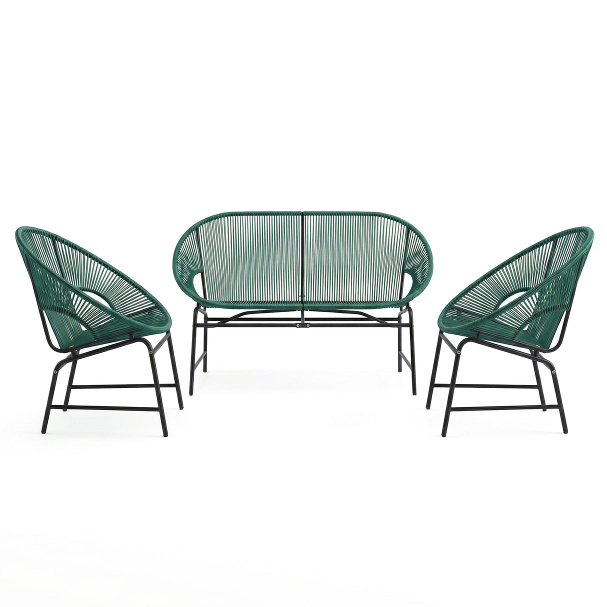 Nusa Outdoor Patio Wicker 3-Piece Chat Set
