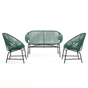 Nusa Outdoor Patio Wicker 3-Piece Chat Set