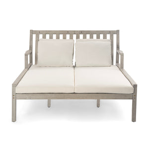 Outdoor Daybed With Four Pillows (Gray+Beige Cushion)