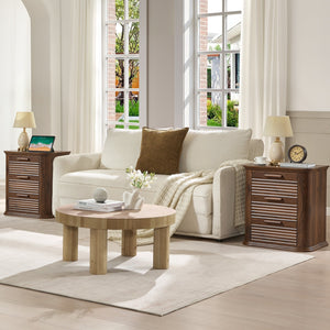 22" Wide Fluted Nightstand with Charging Station