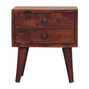 Mini Modern Bedside Table - Chestnut