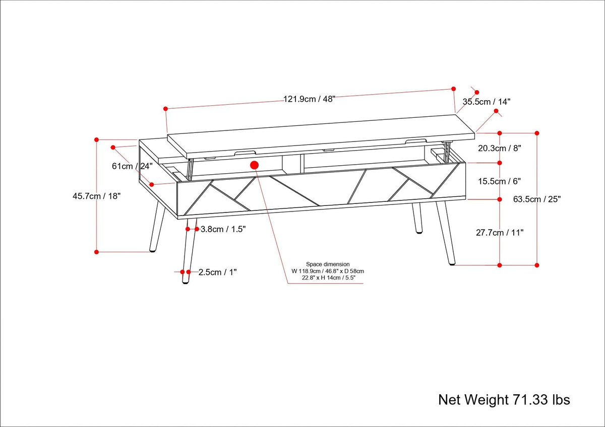 Jager - Lift Top Coffee Table Handcrafted