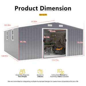 Campcraft 10x12ft Color Steel Plate Storage Shed
