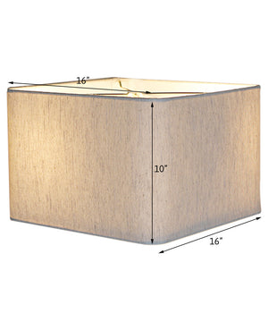 16x16x10 Rounded Corner Premiere Hardback Shallow Square Drum Lampshade Textured Oatmeal