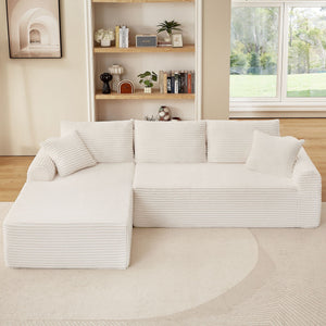 Modular Sectional With Arched Armrests, Includes 3 Back Cushions & 2 Throw Pillows