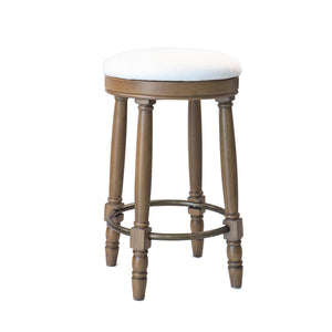 360° Swivel Wooden Barstools With Upholstered Seat, Counter Height (Set of 2)