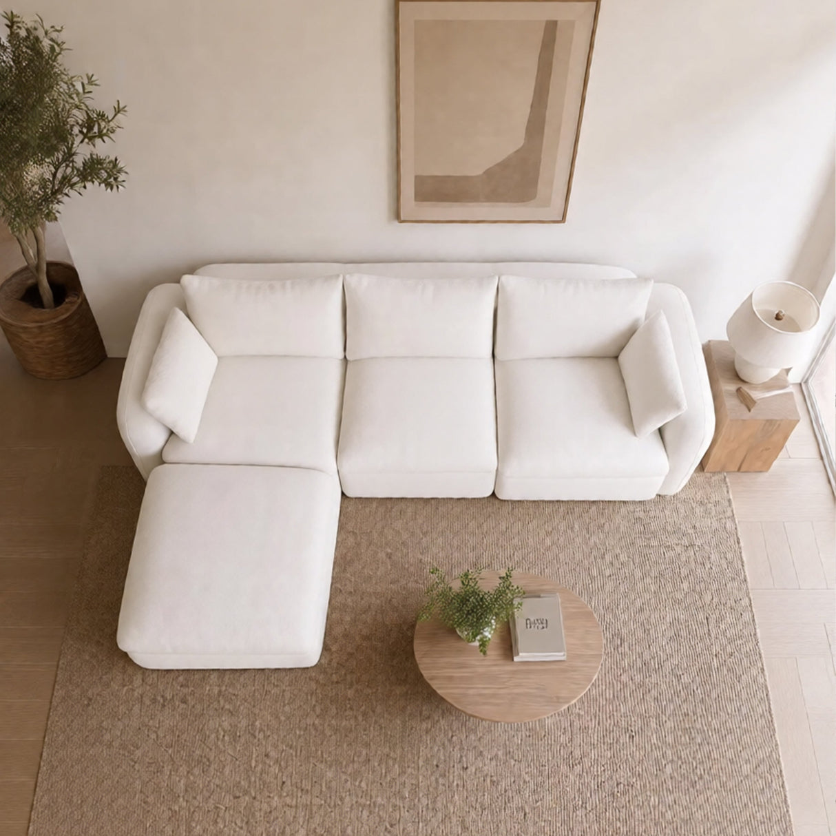 Fully Sponge Compressed Sectional Sofa