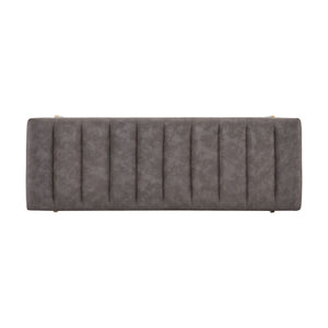 Thorian - Luxury Upholstered Ottoman Bench With Channel Tufting And Metal Base - Gold / Gray