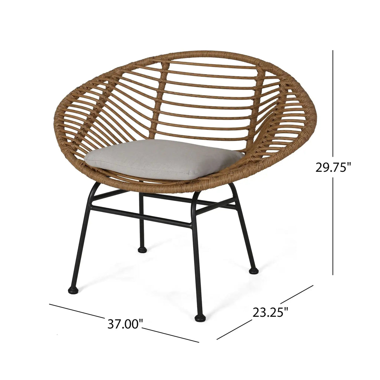Cordella - Outdoor Woven Wicker Chairs With Cushions, (Set of 2)