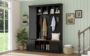 Vibe Haus 62.2'' Farmhouse Hall Tree with Shoe Storage Bench