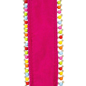 1.5" Beaded Candy Edge Ribbon: Fuchsia (5 Yards)