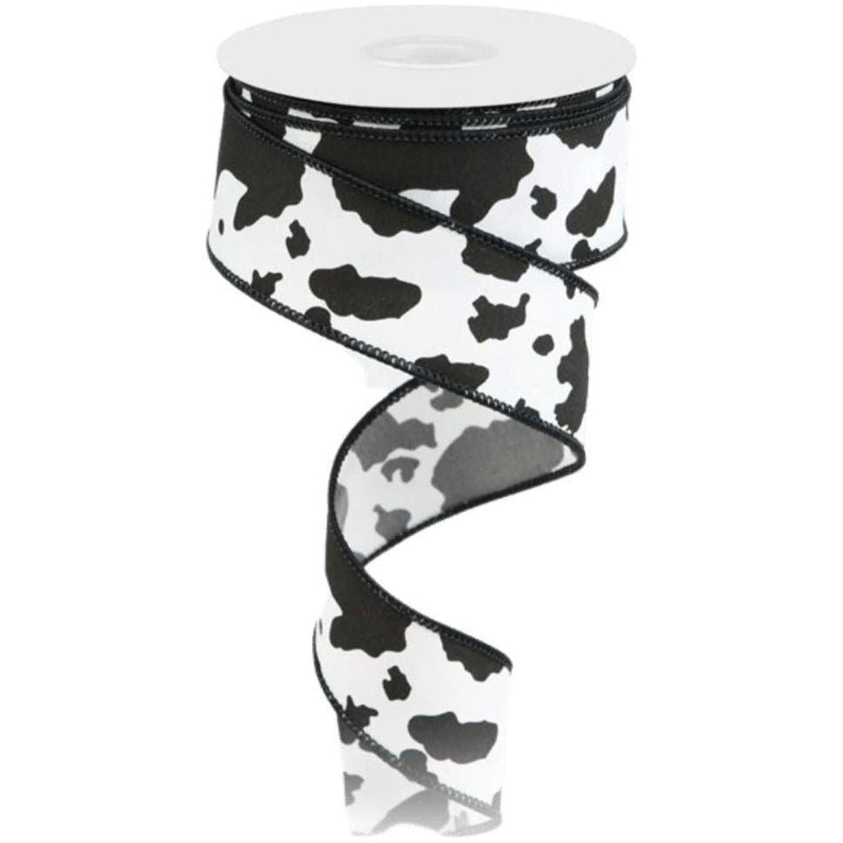 1.5" Cowhide Print Ribbon: Black & White (10 Yards)