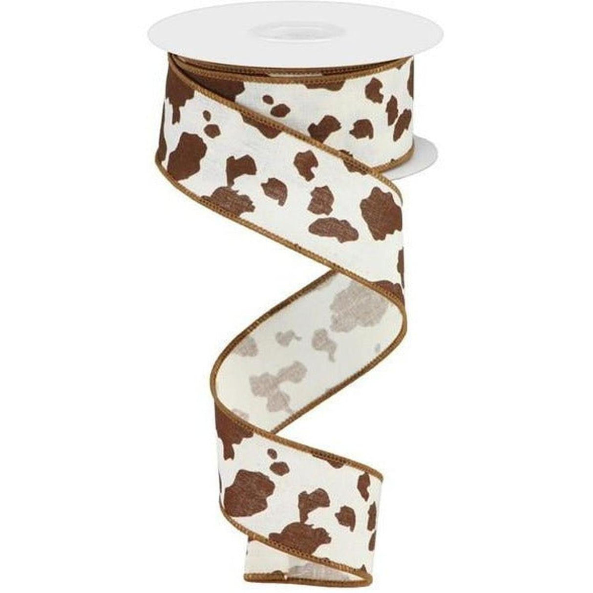 1.5" Cowhide Print Ribbon: Brown & White (10 Yards)