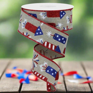 1.5" Firecrackers Ribbon: Natural (10 Yards)