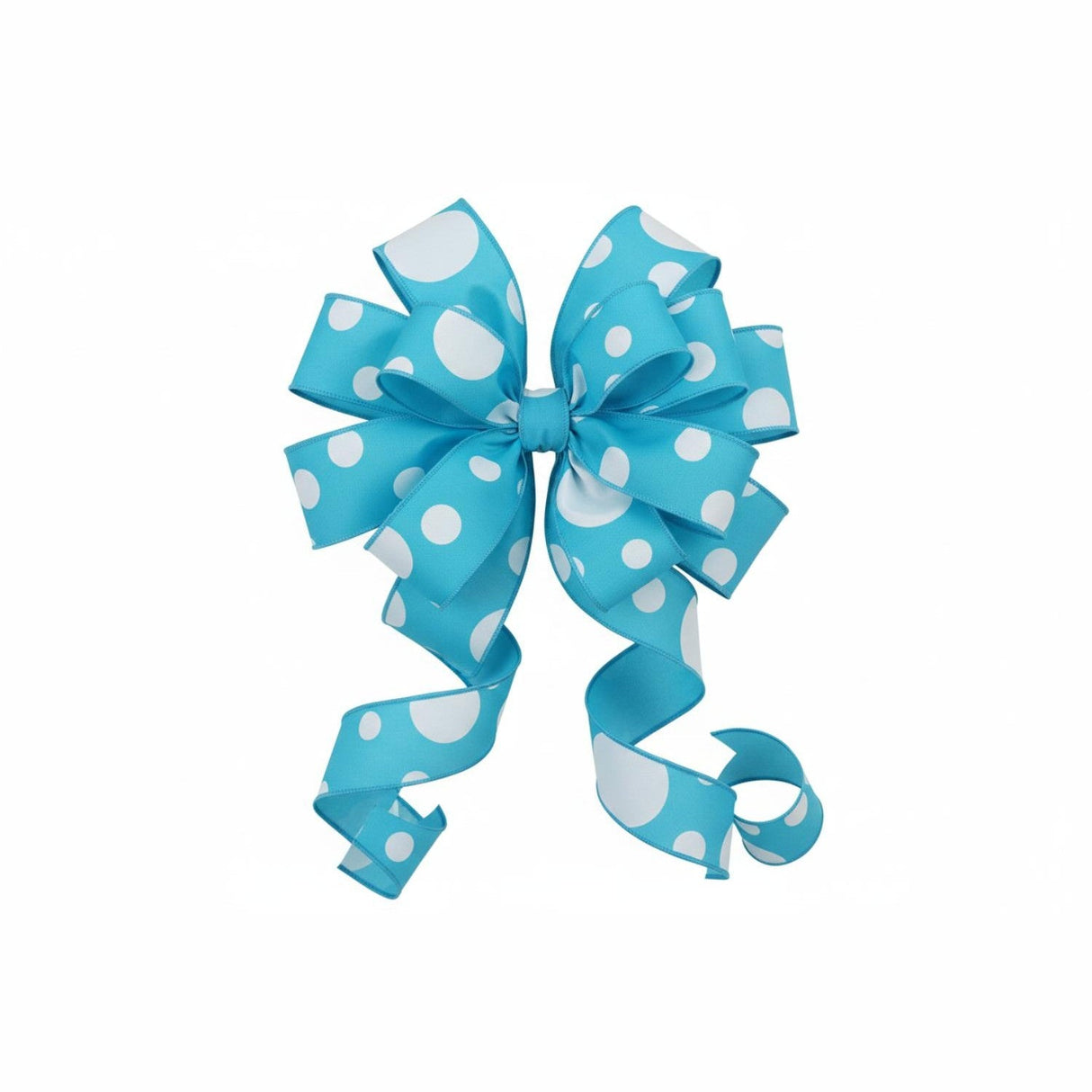 1.5" Giant Three Size Polka Dot Ribbon: Turquoise & White (10 Yards)