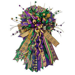 1.5" Harlequin Glitter Diamond Ribbon:  Mardi Gras (10 Yards)
