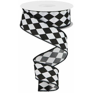 1.5" Harlequin Ribbon: Black (10 Yards)