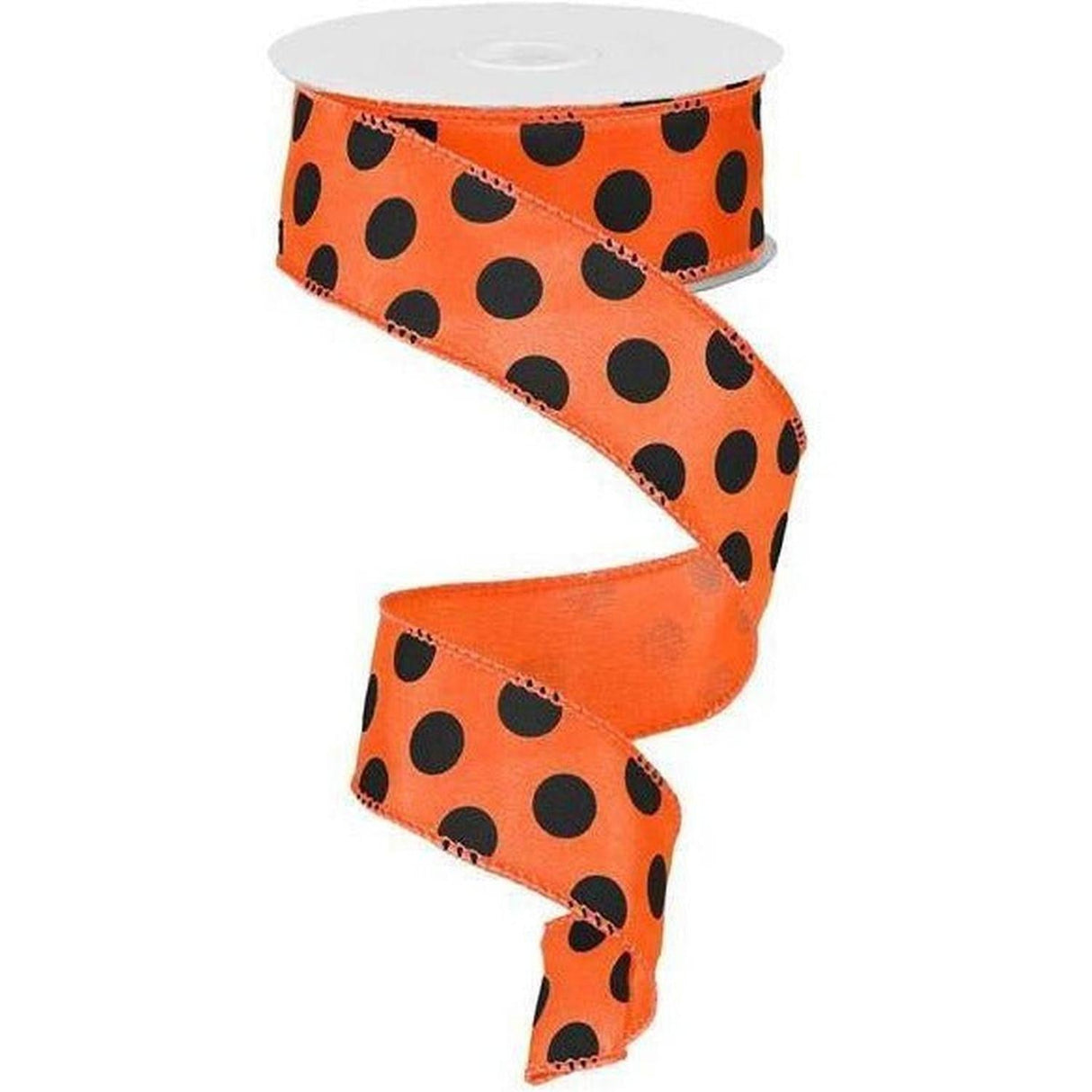 1.5" Large Polka Dot Ribbon: Orange & Black (10 Yards)