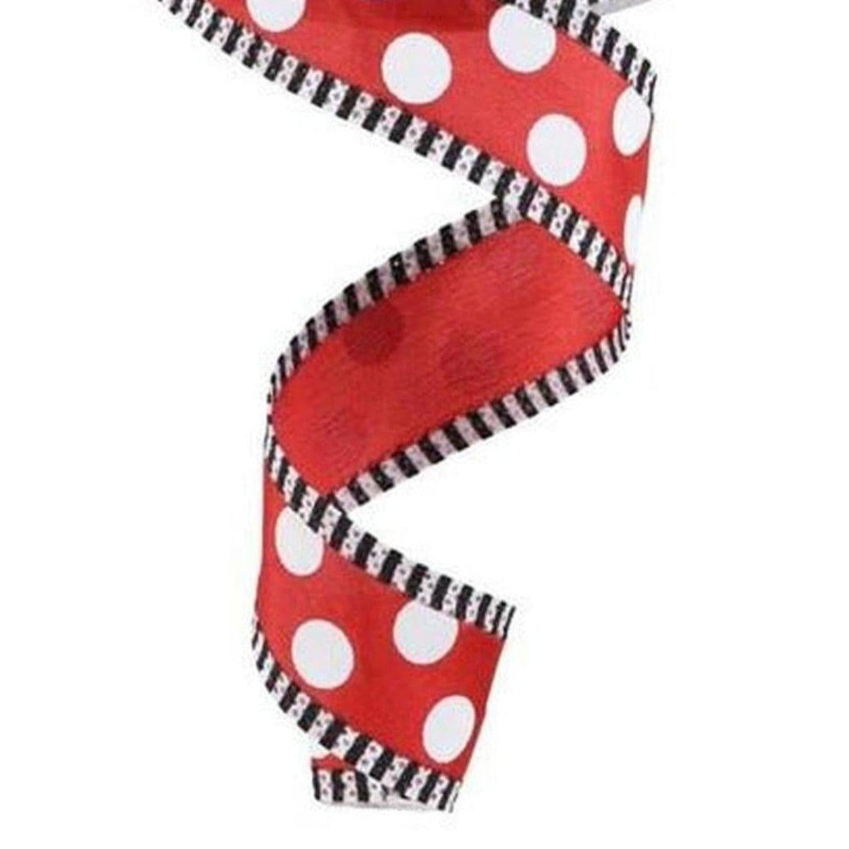 1.5" Large Polka Dot Stripe Ribbon: Red (10 Yards)