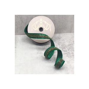 1" Metallic Dupion Duchess Jewel Ribbon: Emerald (5 Yards)