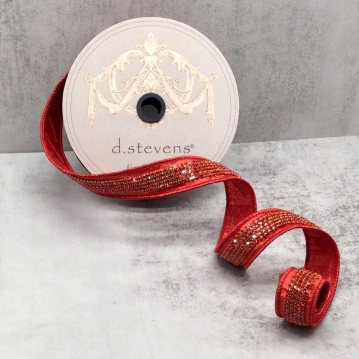 1" Metallic Dupion Duchess Jewel Ribbon: Red (5 Yards)