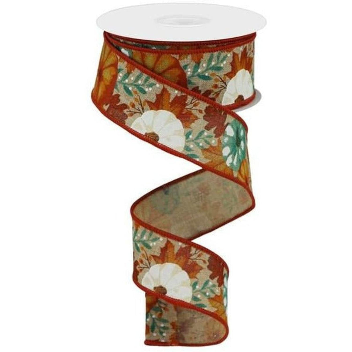 1.5" Pumpkin Foliage Ribbon: Light Tan (10 Yards)