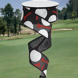 1.5" Royal Canvas Golf Balls & Tee Ribbon: Black (10 Yards)