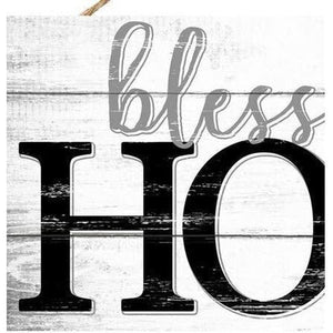 15" Wooden Sign: White Bless This Home