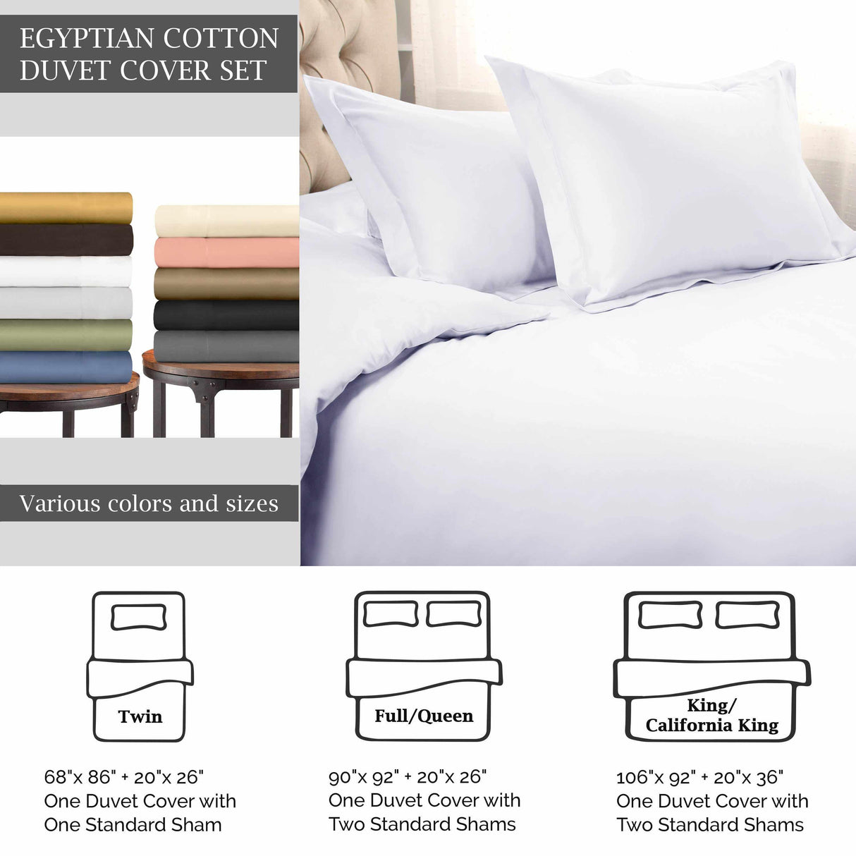 1500 Thread Count Egyptian Cotton Solid Duvet Cover Set - Egyptian Cotton Duvet Cover Set by Superior