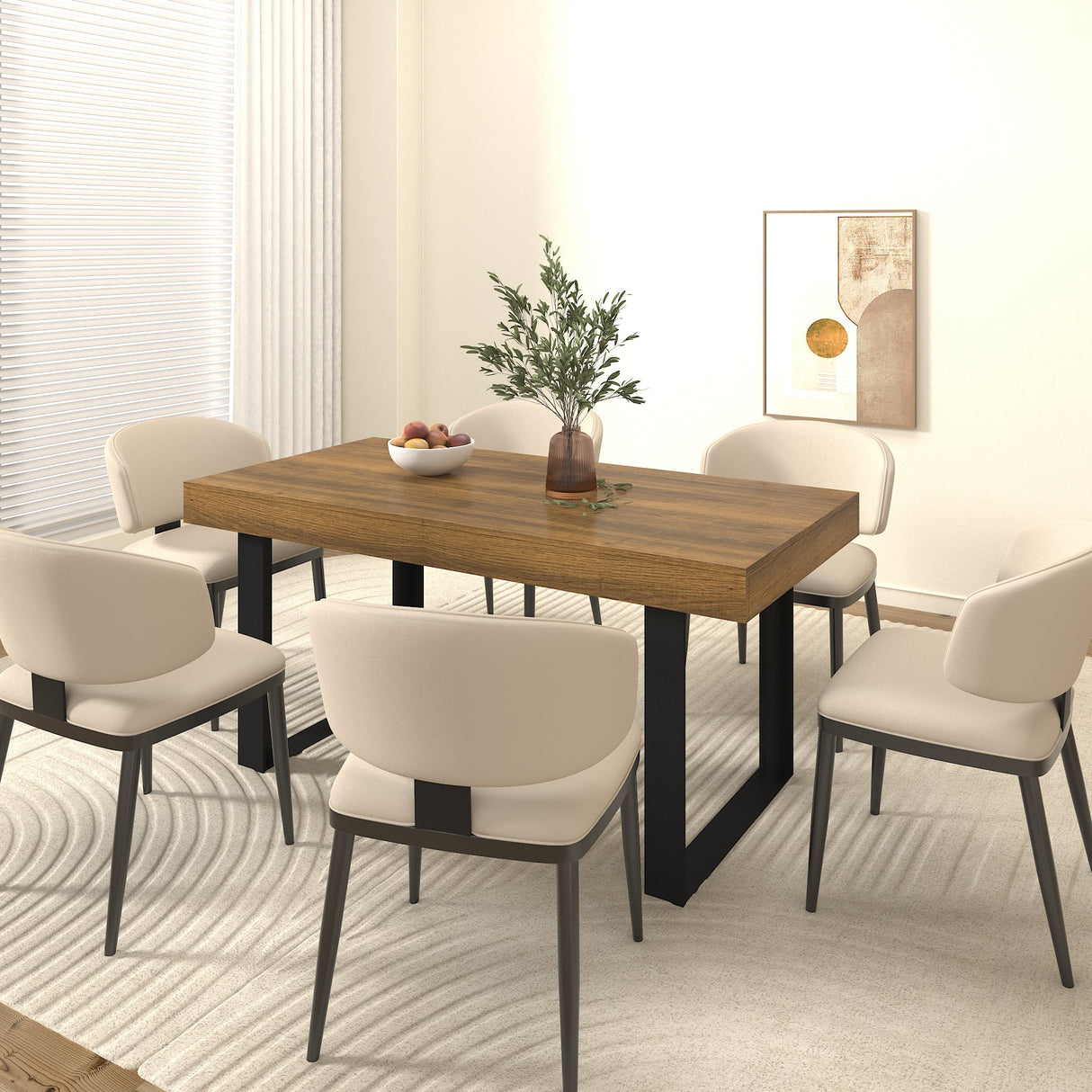 Rectangle Extendable Dining Table for 6-10 People